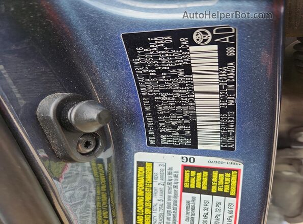 2T1BURHEXGC727390 2016 TOYOTA COROLLA Blue Widok naklejki z numerem VIN