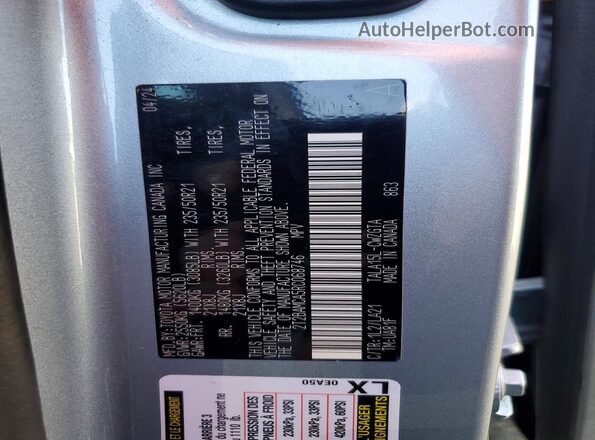 2T2BAMCA5RC068746 2024 LEXUS RX Серебряный Вид наклейки с VIN-кодом