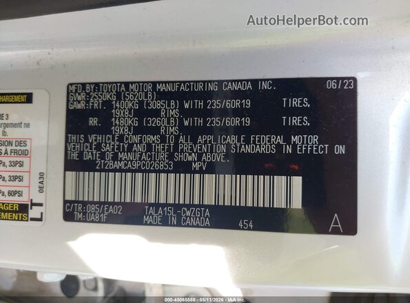 2T2BAMCA9PC026853 2023 LEXUS RX 350 White Engine compartment view