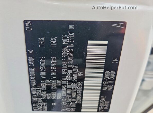 2T2BBMCA1RC051925 2024 LEXUS RX White VIN კოდის სტიკერის ხედი