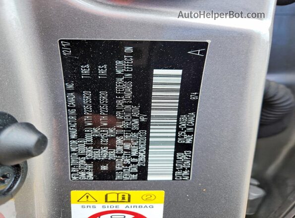 2T2BGMCA0HC020133 2017 LEXUS RX Серый Вид наклейки с VIN-кодом