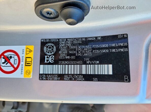 2T2BZMCA2GC024855 2016 LEXUS RX Silver სალონის 360-გრადუსიანი ხედი
