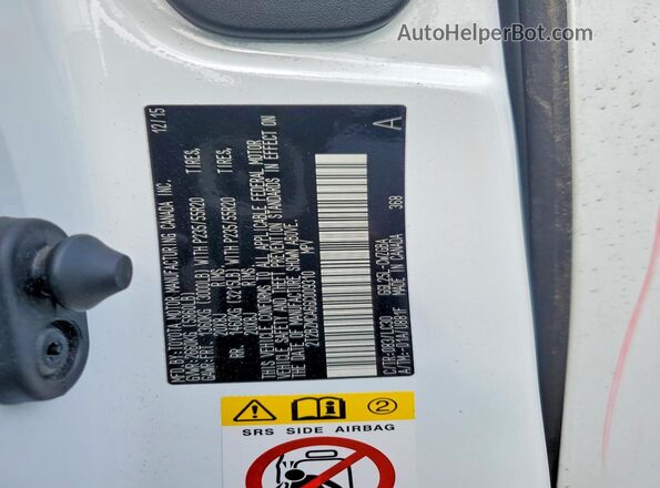 2T2BZMCA6GC009310 2016 LEXUS RX Белый Вид наклейки с VIN-кодом