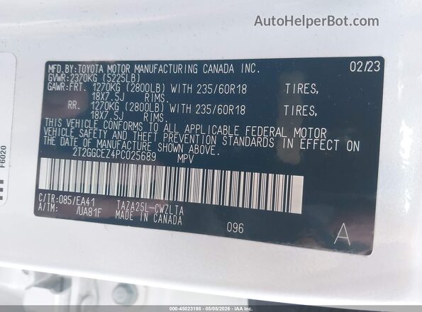 2T2GGCEZ4PC025689 2023 LEXUS NX 350 White ძრავის განყოფილების ხედი