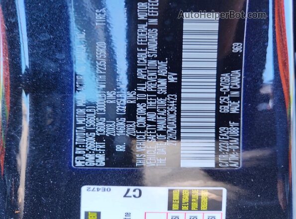 2T2HZMDAXNC364423 2022 LEXUS RX Black Widok naklejki z numerem VIN