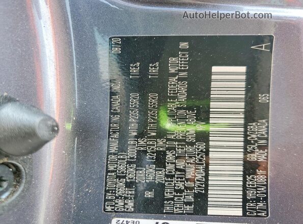 2T2YZMDA4LC257560 2020 LEXUS RX Gray Widok naklejki z numerem VIN