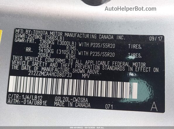 2T2ZZMCA4HC080733 2017 LEXUS RX 350 Silver Շարժիչի բաժամունքի տեսք