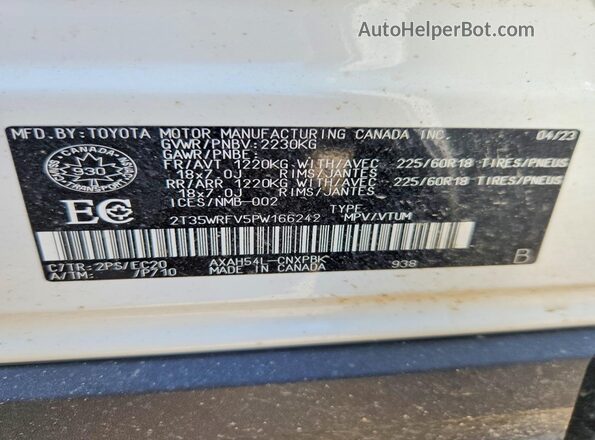 2T35WRFV5PW166242 2023 TOYOTA RAV4 White Սալոնի 360 աստիճան տեսք