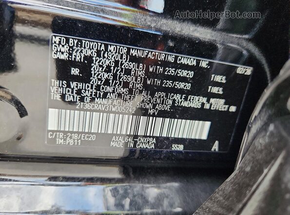2T36CRAV3TW005242 2026 TOYOTA RAV4 Черный Панорамный вид салона 360°