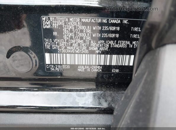 2T36CRAV6TW013495 2026 TOYOTA RAV4 Черный Вид подкапотного пространства