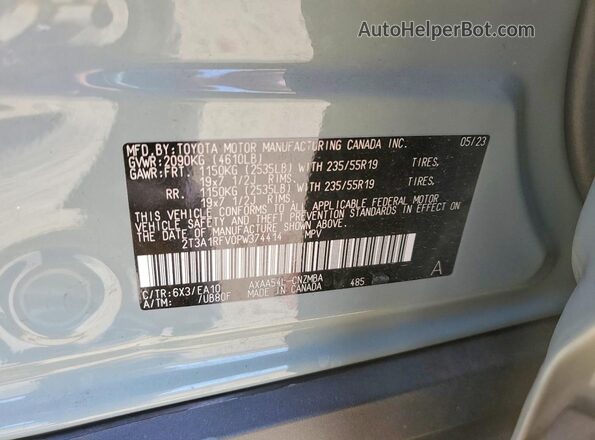2T3A1RFV0PW374414 2023 TOYOTA RAV4 Gray Вид наклейки з VIN-кодом
