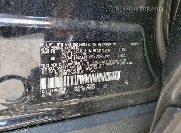 2T3A1RFV0SW549608 2025 TOYOTA RAV4 Black Widok naklejki z numerem VIN