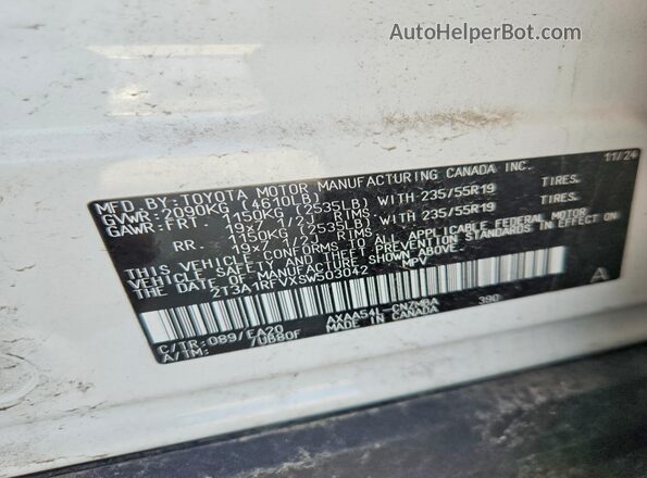 2T3A1RFVXSW503042 2025 TOYOTA LE White Vista del compartimento del motor