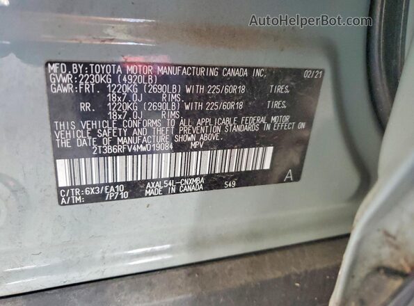 2T3B6RFV4MW019084 2021 TOYOTA RAV4 Серый Вид подкапотного пространства