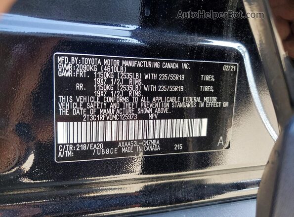 2T3C1RFV0MC125973 2021 TOYOTA RAV4 Black Widok wnętrza 360 stopni