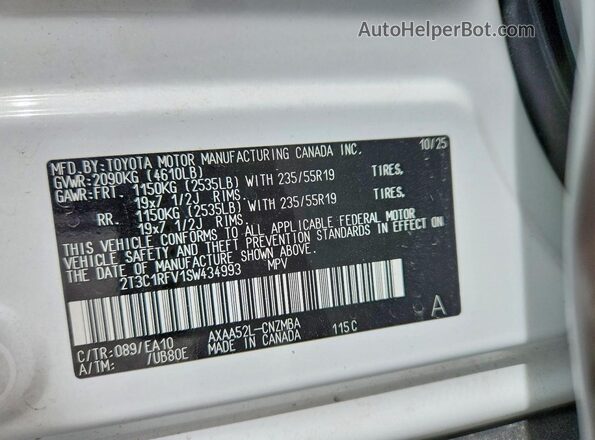 2T3C1RFV1SW434993 2025 TOYOTA RAV4 White 360 interior view