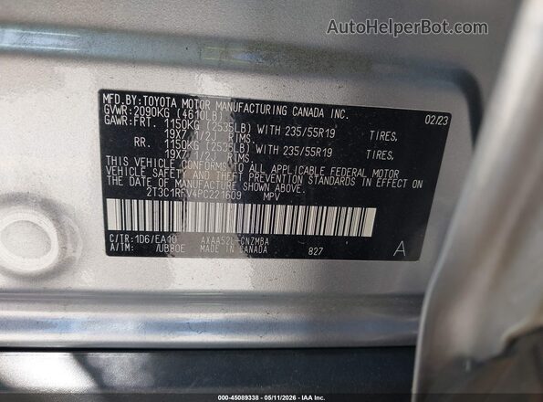 2T3C1RFV4PC221609 2023 TOYOTA LE Silver Widok komory silnika