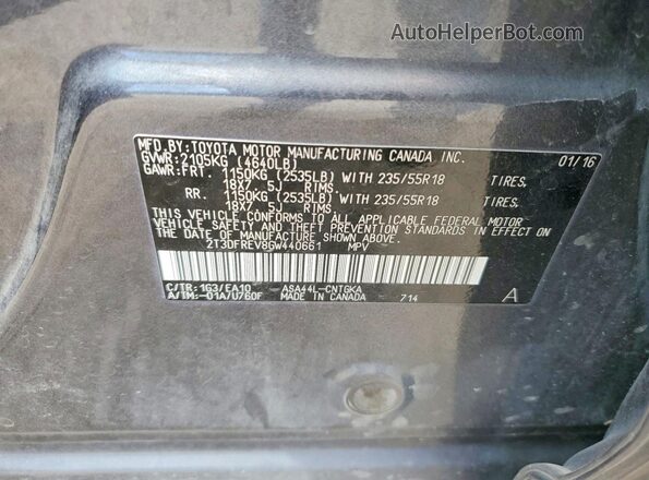 2T3DFREV8GW440661 2016 TOYOTA RAV4 Gray Вид наклейки з VIN-кодом