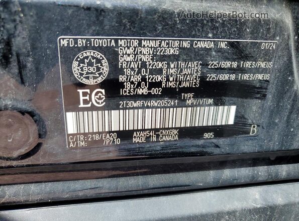 2T3DWRFV4RW205241 2024 TOYOTA RAV4 Black Вид наклейки з VIN-кодом