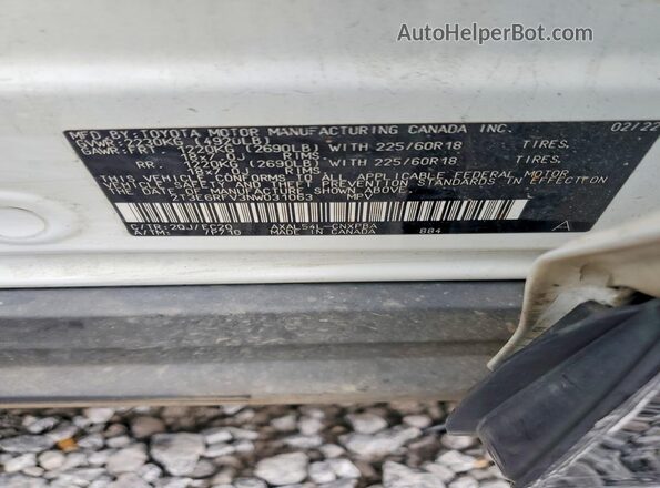 2T3E6RFV3NW031063 2022 TOYOTA RAV4 Белый Вид наклейки с VIN-кодом