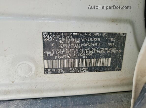 2T3E6RFV8MW010319 2021 TOYOTA RAV4 Белый Панорамный вид салона 360°