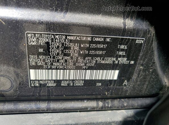 2T3F1RFV9RC429002 2024 TOYOTA RAV4 Gray Widok naklejki z numerem VIN