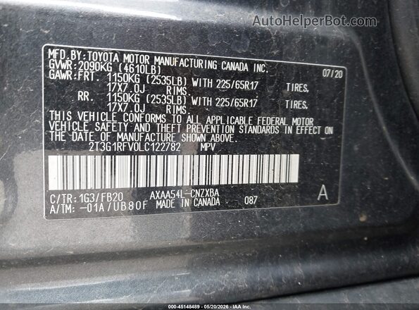 2T3G1RFV0LC122782 2020 TOYOTA RAV4 Серый Вид подкапотного пространства