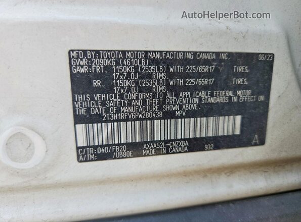 2T3H1RFV6PW280438 2023 TOYOTA RAV4 Белый Вид подкапотного пространства