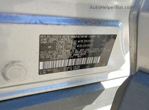 2T3H1RFV7RW323171 2024 TOYOTA RAV4 Silver Vista interior de 360 grados