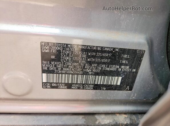 2T3H1RFVXRW314495 2024 TOYOTA RAV4 Серебряный Вид подкапотного пространства