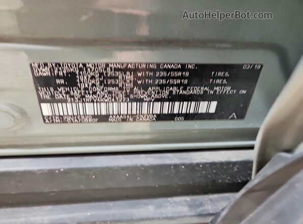 2T3J1RFV4KW041223 2019 TOYOTA RAV4 Gray Widok naklejki z numerem VIN