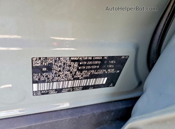 2T3J1RFV5NW281756 2022 TOYOTA RAV4 Зеленый Панорамный вид салона 360°