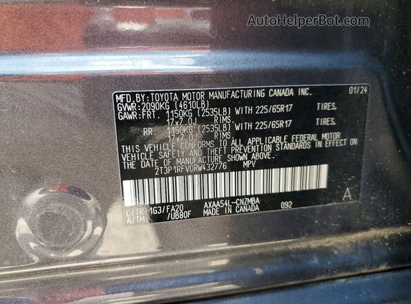 2T3P1RFV0RW432776 2024 TOYOTA RAV4 Black Вид наклейки з VIN-кодом
