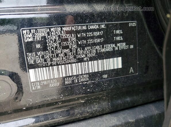 2T3P1RFV0SC504860 2025 TOYOTA RAV4 Black Панорамний вид салону 360°