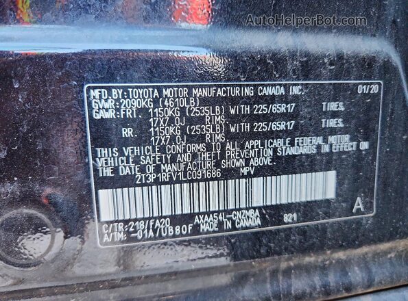 2T3P1RFV1LC091686 2020 TOYOTA RAV4 Black Widok komory silnika