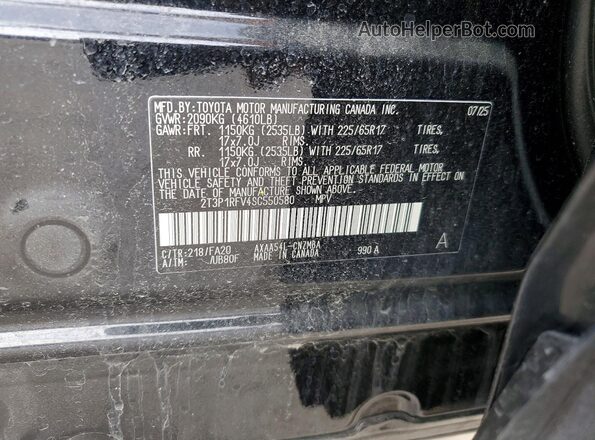 2T3P1RFV4SC550580 2025 TOYOTA RAV4 Black Вид наклейки з VIN-кодом