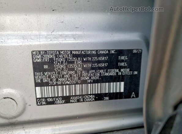 2T3P1RFV5MW209710 2021 TOYOTA RAV4 Silver Widok wnętrza 360 stopni