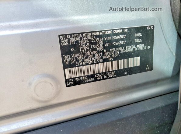 2T3P1RFV6MC157750 2021 TOYOTA RAV4 Silver სალონის 360-გრადუსიანი ხედი