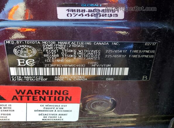 2T3RFREV8HW604692 2017 TOYOTA RAV4 Purple Widok wnętrza 360 stopni