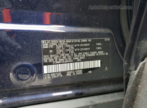 2T3RWRFV3LW062845 2020 TOYOTA RAV4 Синий Вид подкапотного пространства