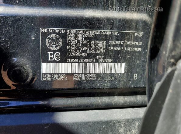 2T3RWRFV3LW099216 2020 TOYOTA RAV4 Black 360 interior view