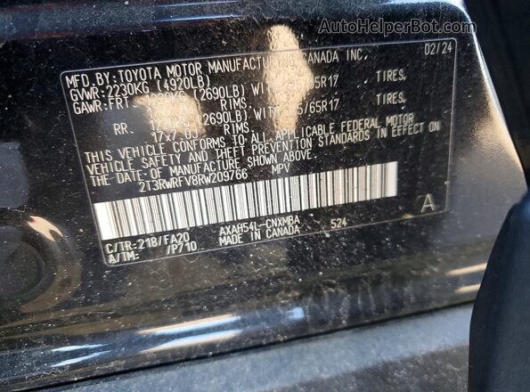 2T3RWRFV8RW209766 2024 TOYOTA RAV4 Black Սալոնի 360 աստիճան տեսք