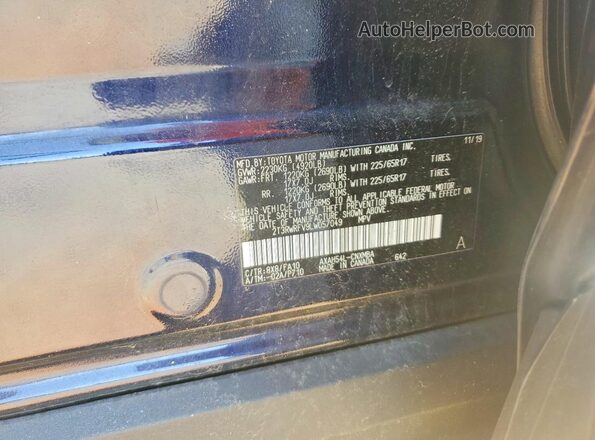 2T3RWRFV9LW057049 2020 TOYOTA RAV4 Черный Вид наклейки с VIN-кодом