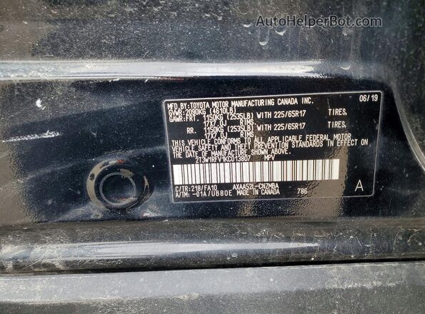 2T3W1RFV1KC013807 2019 TOYOTA RAV4 Черный Вид наклейки с VIN-кодом