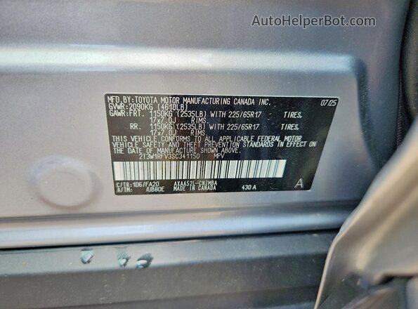 2T3W1RFV3SC341150 2025 TOYOTA RAV4 Silver Вид підкапотного простору
