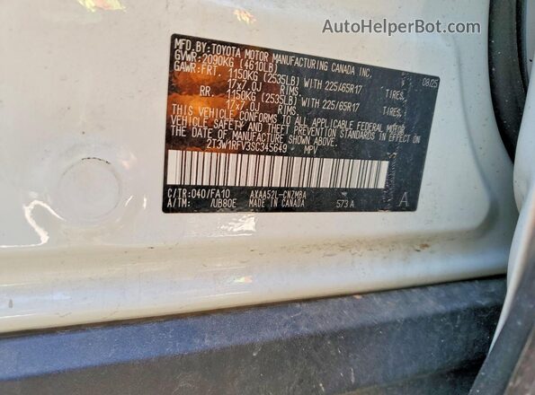 2T3W1RFV3SC345649 2025 TOYOTA RAV4 White Widok komory silnika