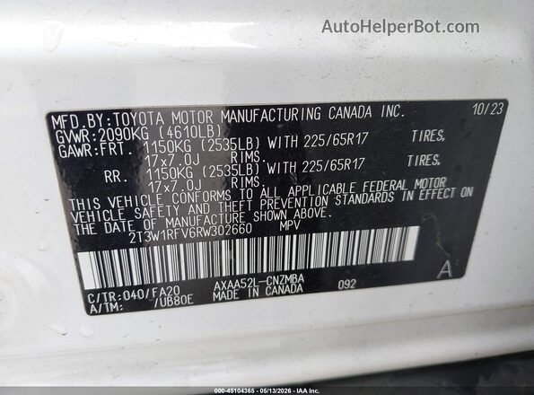 2T3W1RFV6RW302660 2024 TOYOTA LE White Вид підкапотного простору