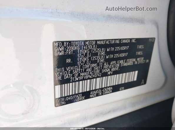 2T3W1RFV8PW240742 2023 TOYOTA RAV4 White Շարժիչի բաժամունքի տեսք