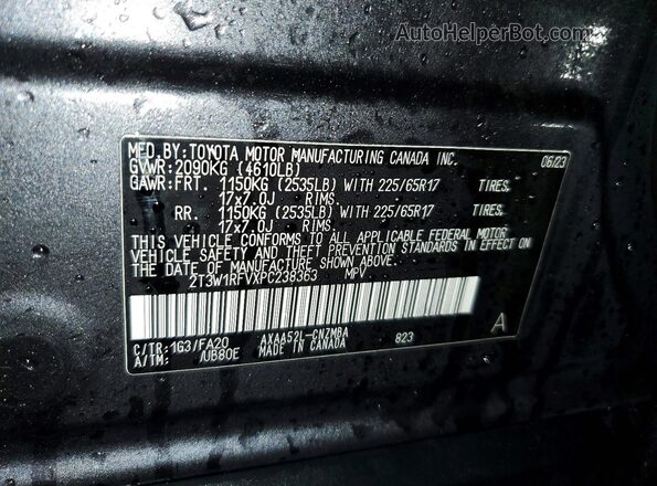 2T3W1RFVXPC238363 2023 TOYOTA LE Gray Widok komory silnika
