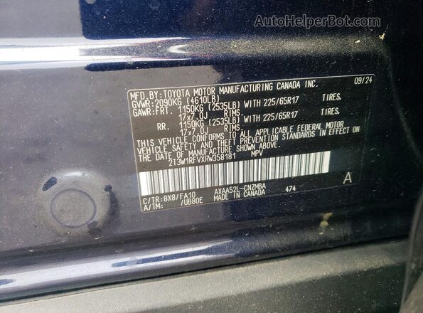 2T3W1RFVXRW358181 2024 TOYOTA RAV4 Синий Вид наклейки с VIN-кодом